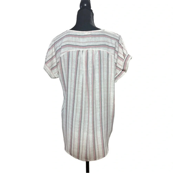 Flamingo Short Sleeve Striped Crew Neck Tunic Top Size Small - Picture 3 of 5